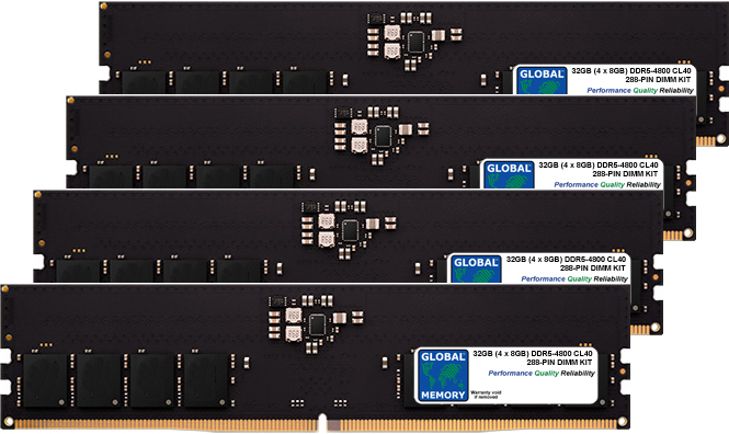 32GB (4 x 8GB) DDR5 4800MHz PC5-38400 288-PIN DIMM MEMORY RAM KIT FOR DELL PC DESKTOPS/MOTHERBOARDS 32GB (4 x 8GB) DDR5 4800MHz PC5-38400 288-PIN DIMM MEMORY RAM KIT FOR DELL PC DESKTOPS/MOTHERBOARDS